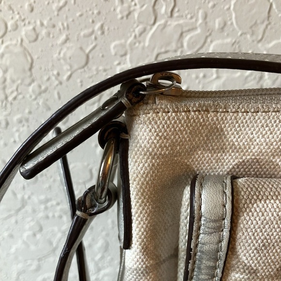 Coach:Cream/Beige/Gray Swing Crossbody Bag-Adjustable Strap-wet look-Silver tone - Picture 6 of 16
